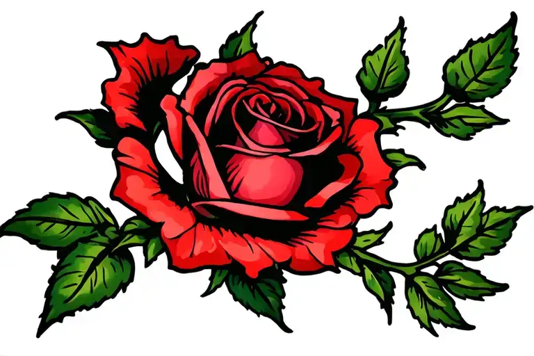 Rose Flower And Stem