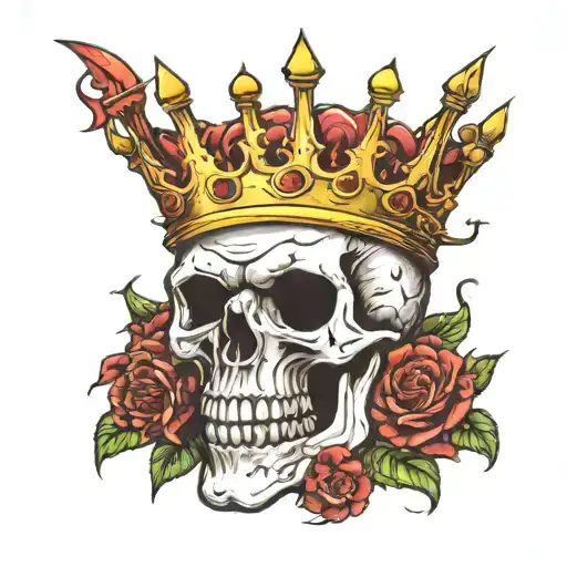 Skull With Crown Eating A Pepper