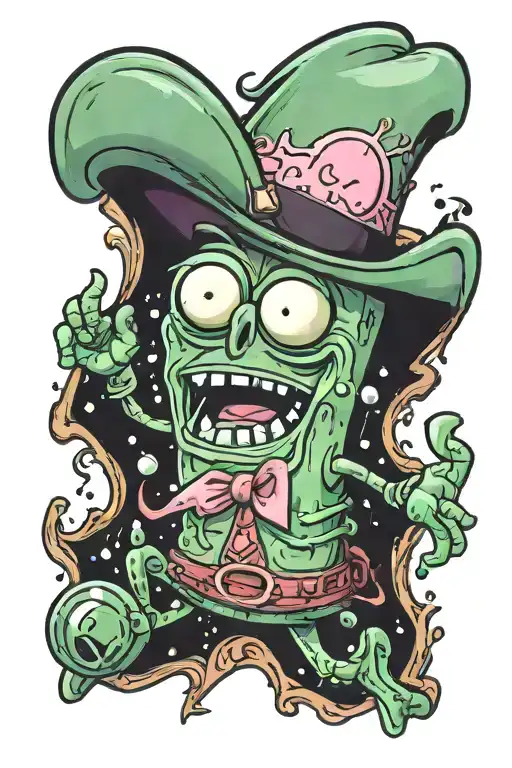 Plankton From Spongebob Wearing A Pink Cowboy Hat