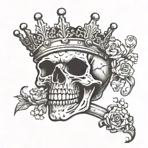 Skull With Crown White Pepper In His Mouth