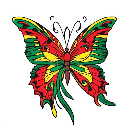 Cover Up Of Butterfly With Red Yellow And Green