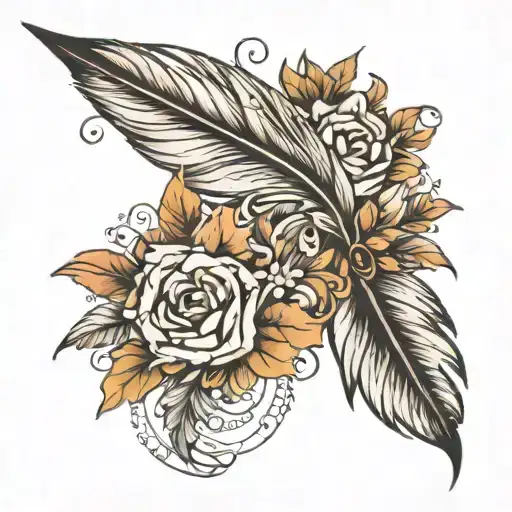 Feather And Flowers