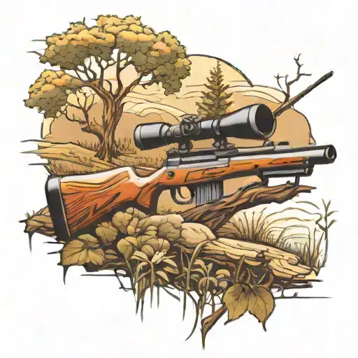 Sniper Rifle And Farm Landscape