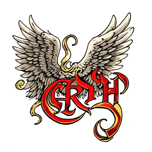 Angel Wings With Letter Grh