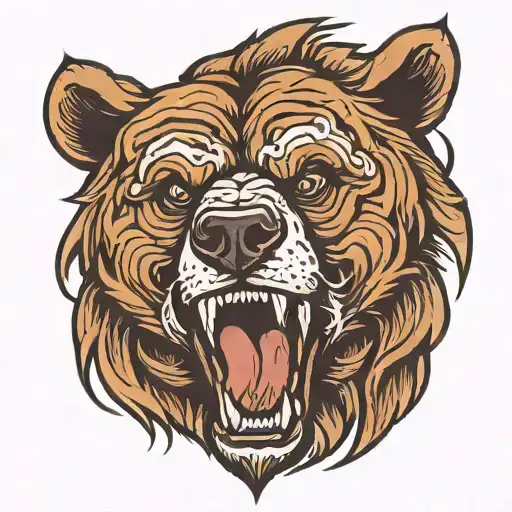 Bear Head Open Mouth Angry