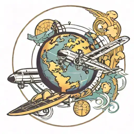 Earth Globe Aeroplane Around The Top