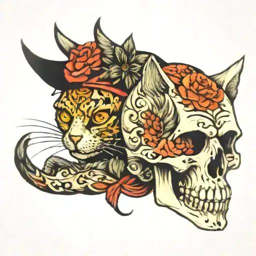 Skull And Cat