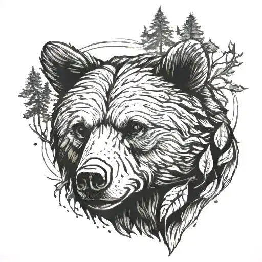 Forrest Tattoo Of Bear