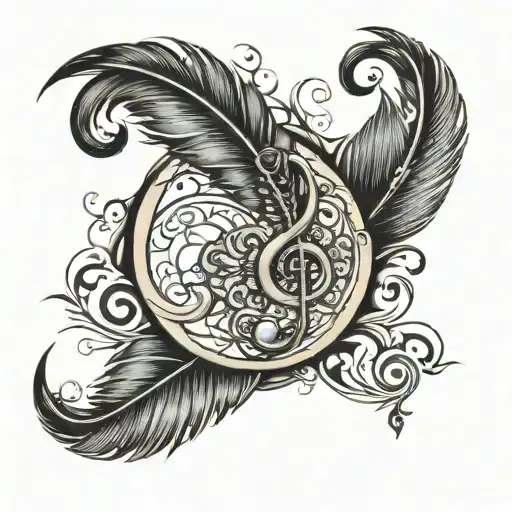 Phoneix Feather With Tremble Clef Going Through It