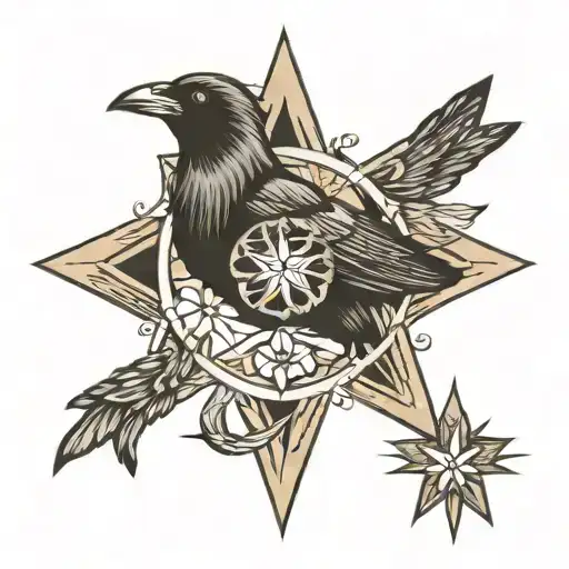 Eight-pointed Star And A Crow Inside The Star