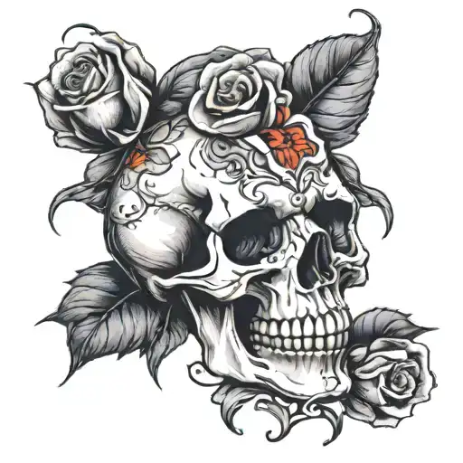 Skull Roses Blooming