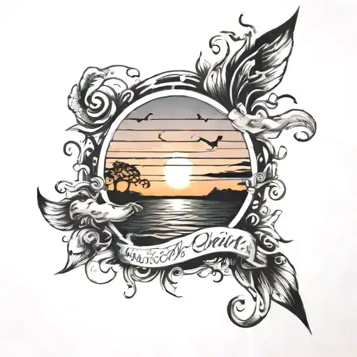 Sunset With Writing In It