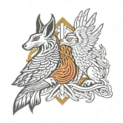 Phoenix And Anubis Egypcian God