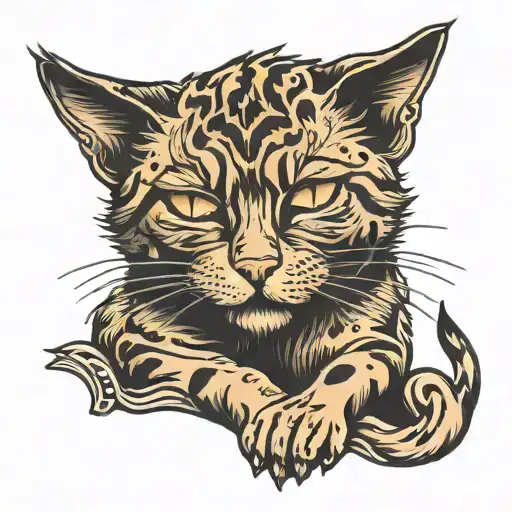 Rest In Piece Brindle Cat Sleeping