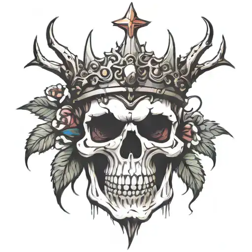 Skull With Crown Of Thorns