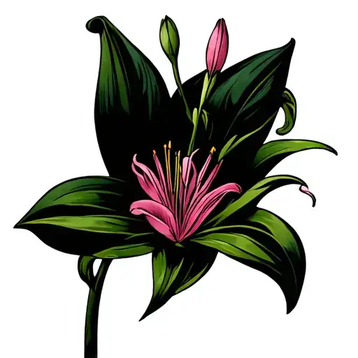 Pink Lily With X-vii-mcmlxxvii As The Stem