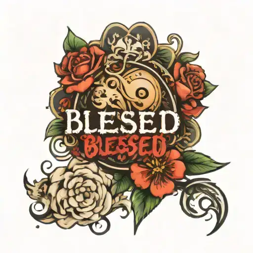 The Word Blessed With God Figure Surrounded