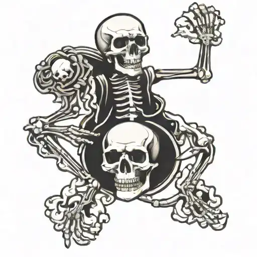 Skeleton Fingers With Smoking Skull On Forearm