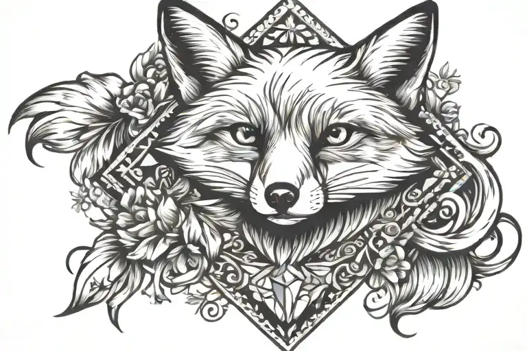 Fox Curled Around A Diamond