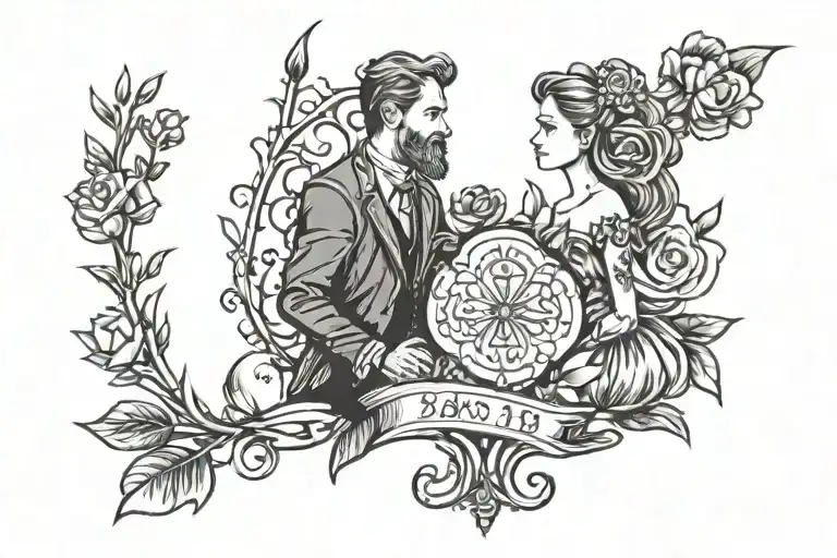 Generate A Small Unique Meaningful Couple Tattoo Designs With A Date And Phrases
