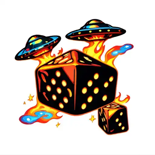 2 Dice Flame Ufo Abducting Human
