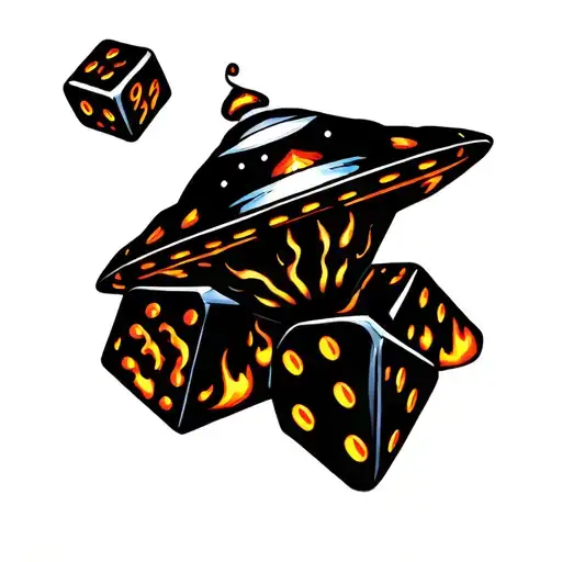 2 Dice Flame Ufo Abducting Human