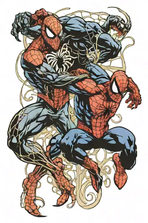 Spiderman And Venom Fighting Each Other