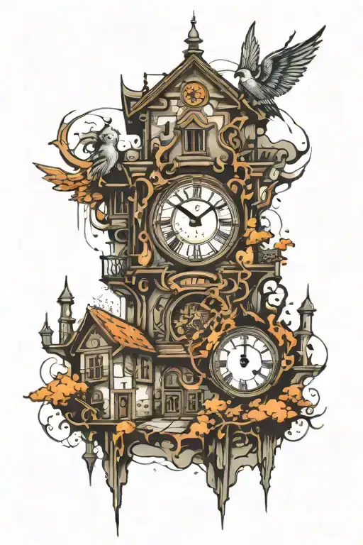 Buildings And Clock Hands Pointing