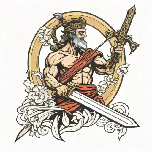 Greek Philospher Style Holding A Sword