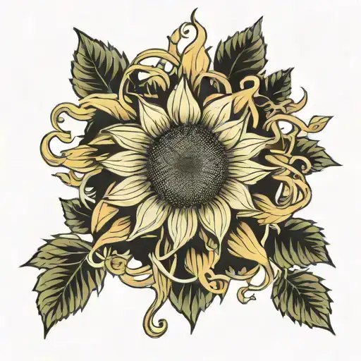 Sunflower Intertwined Representing Strength Tarot Card