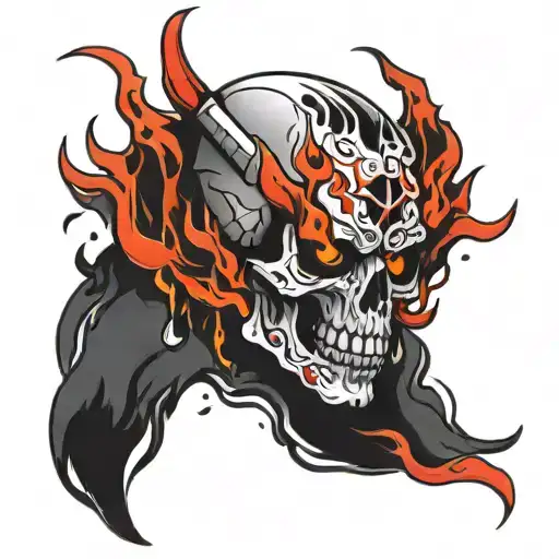 C-130 Flames Scull Red And Black