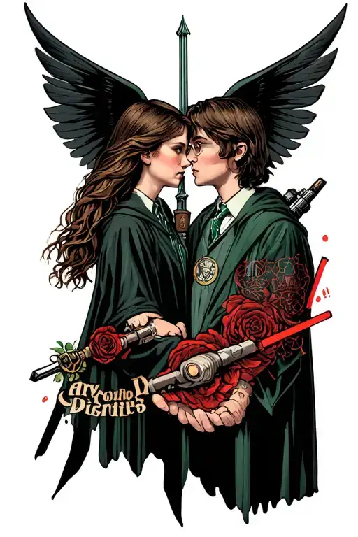 Couples Tattoo Harry Potter And Star Wars Combination