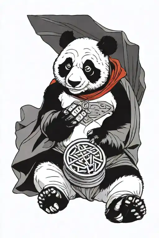 Panda Dressed As Superman Eating A Oreo
