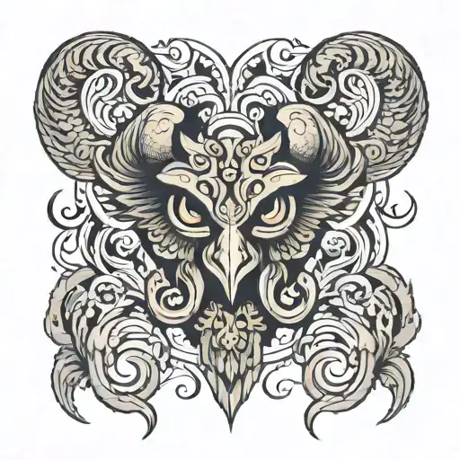 Horns Aries Polynesian Mixed With Owls