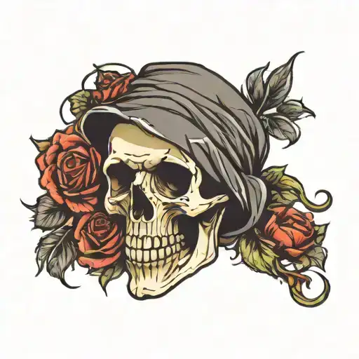 Skull And Rose Wrapped