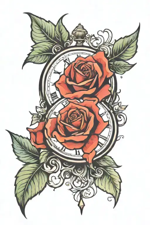 Rose With Clock Surrounded