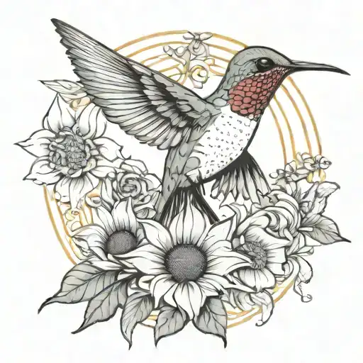 Hummingbird By Sunflower