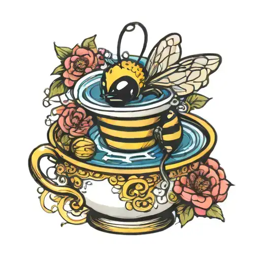 Bee Lounging In Teacup Hot Tub