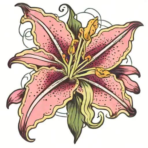 Stargazer Lily Intertwined Representing Strength Tarot Card