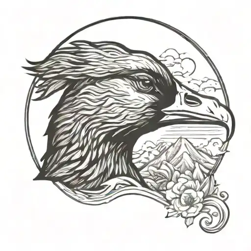 Goose Head Profile Holding Mountain Background