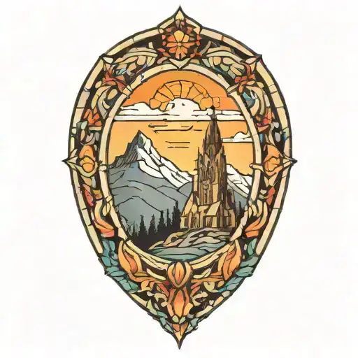 Cathedral Window Facing Mountains