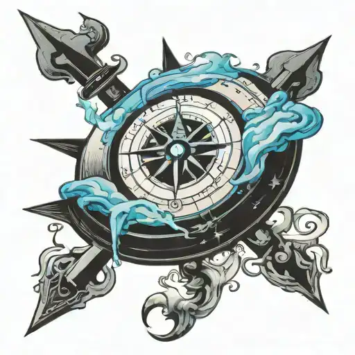 Ying Yang Sailor's Compass Elektor Guitar Blue Sky Satan