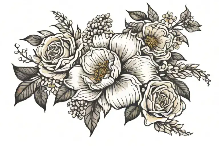 Birth Flower June August And November Bouquet Surrounded