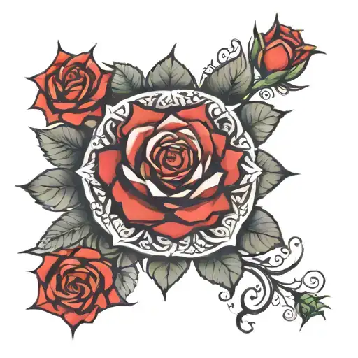 Red Rose Mandala Design Incorporating