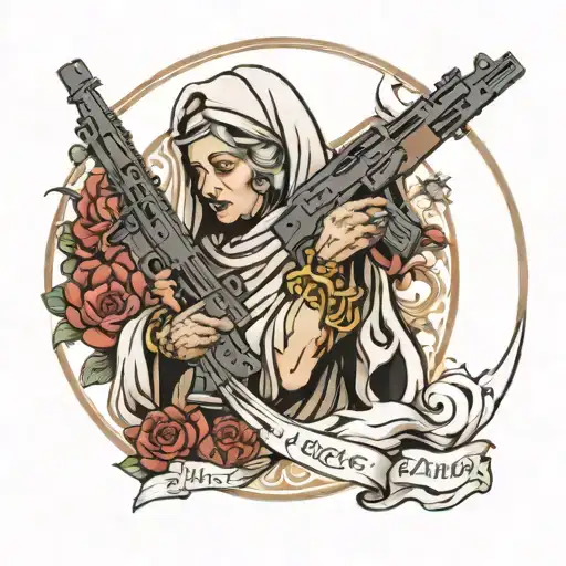 Saint Mother Holding Ak 47