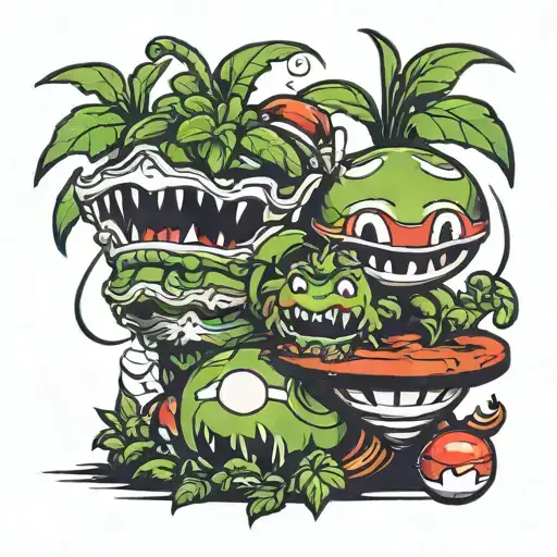 Mario Piranha Plant Emerging From Skeltion Piranaha Plant