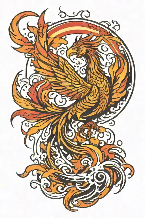 Phoenix Rising From Water Waves