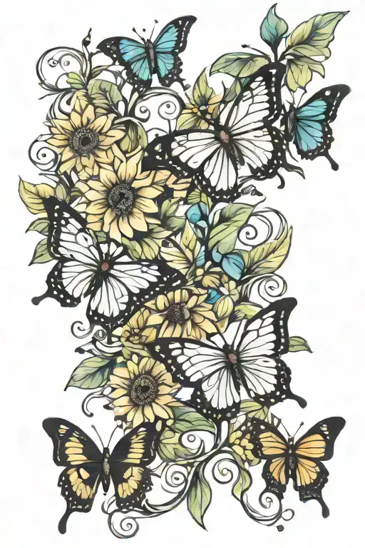 Butterflies Sunflower Vine