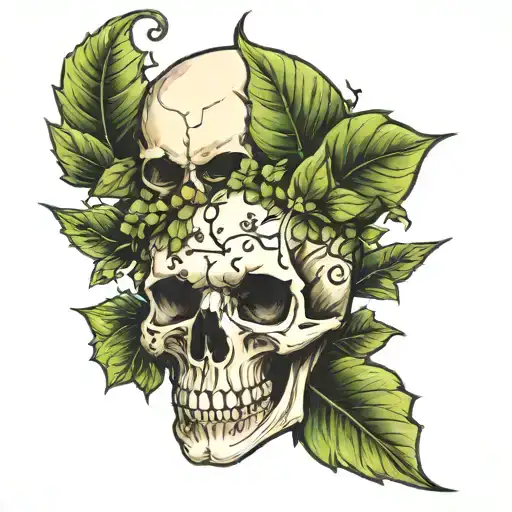 Skull With Ivy Plant