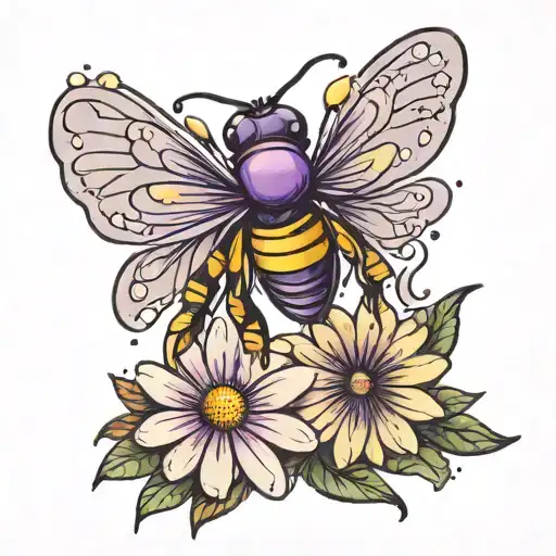 Purple Daisy And Firefly